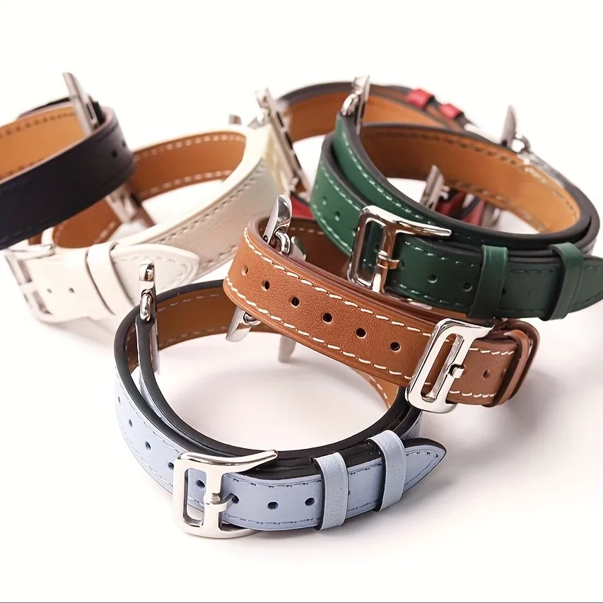 Шкіряний ремінь з подвійним туром для iWatch ultra band 49mm 45mm — фото 4