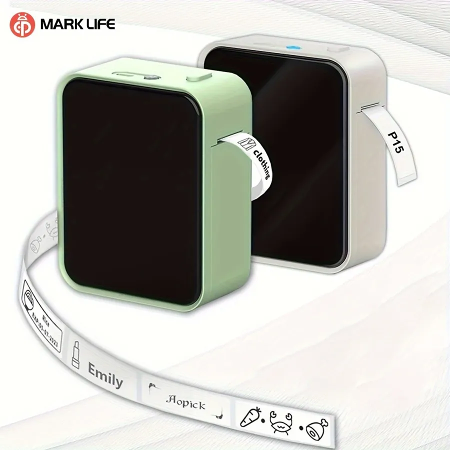 Портативний термопринтер етикеток marklife P15 (біла наклейка — фото 1