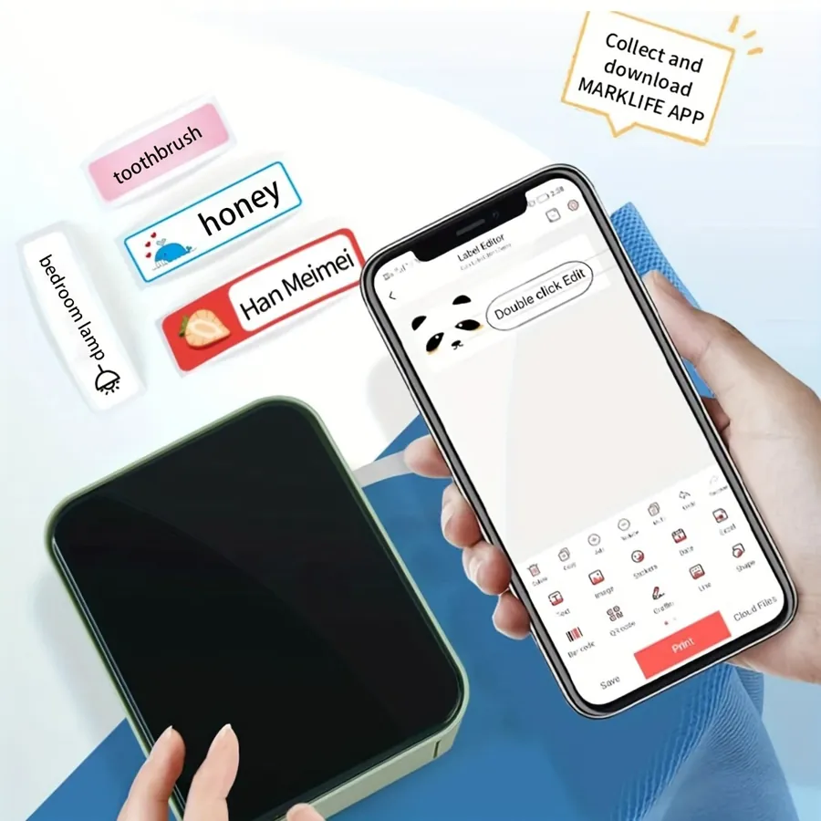 Портативний термопринтер етикеток marklife P15 (біла наклейка — фото 3
