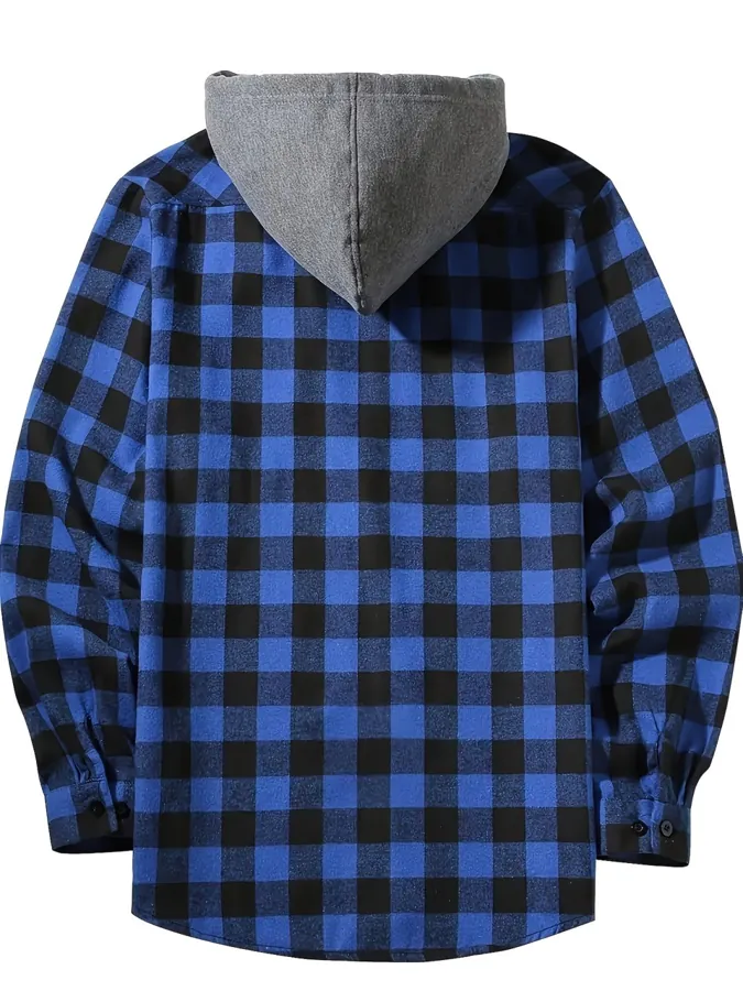 Men Plus Size Hooded Buffalo Plaid Shacket — photo 2
