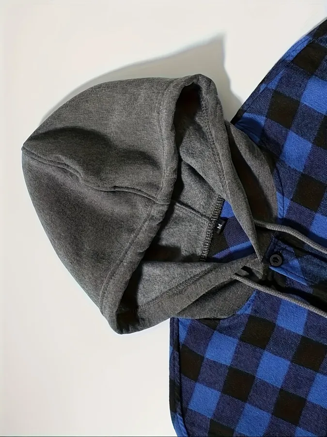 Men Plus Size Hooded Buffalo Plaid Shacket — photo 4
