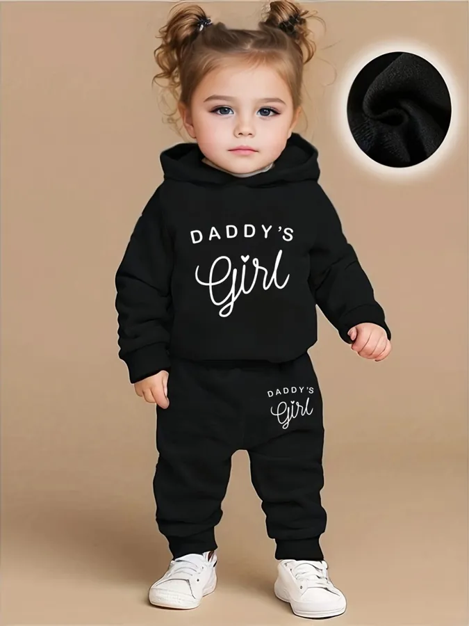Baby Girl'S DADDY'S GIRL Letter Pattern Hoodie And Casual Long Pants Spring And Autumn Spo — photo 1