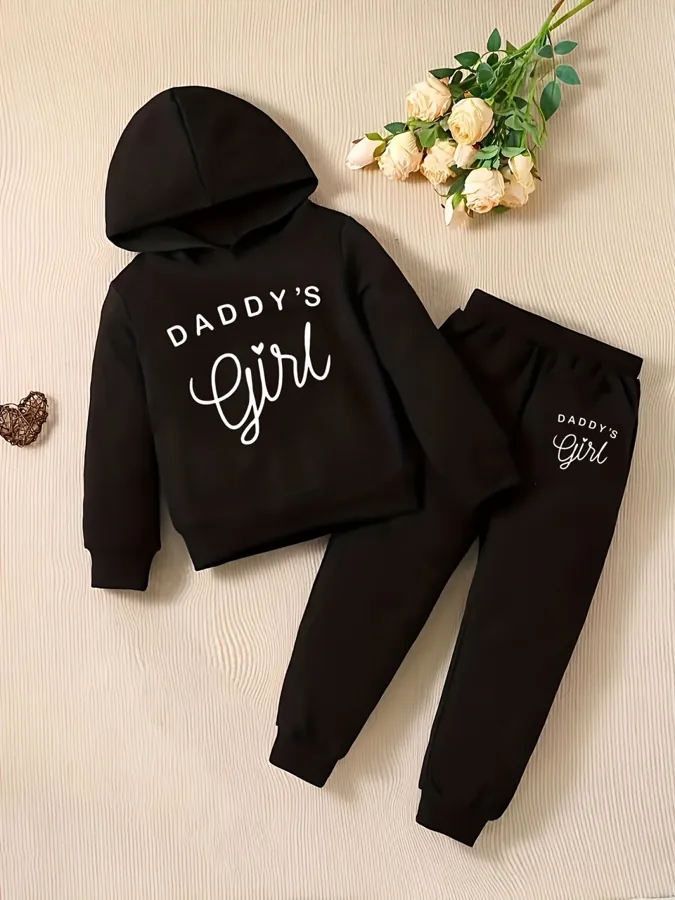 Baby Girl'S DADDY'S GIRL Letter Pattern Hoodie And Casual Long Pants Spring And Autumn Spo — photo 2
