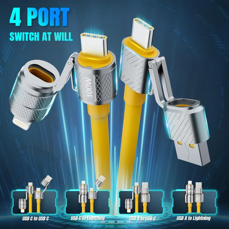 Огляд кабелю 4 в 1 USB-C / Lightning з Temu: один шнур для всіх гаджетів — фото 3