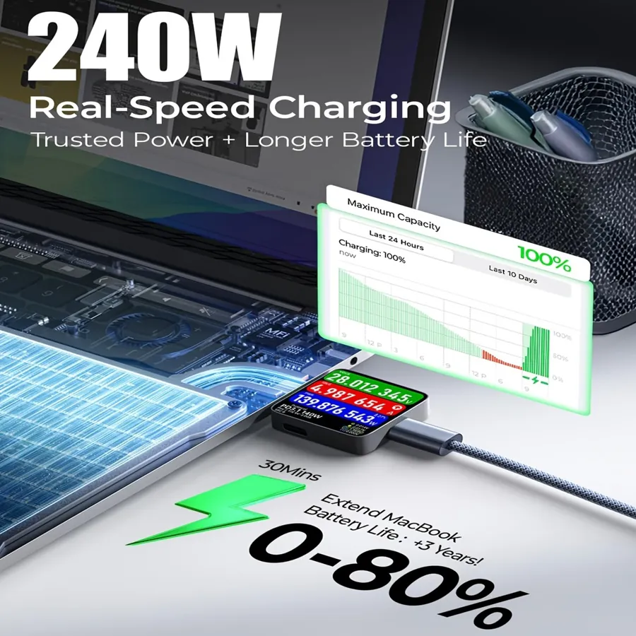 Огляд набору кабелів USB-C з Temu: 6 штук, але не 240 Вт — фото 3
