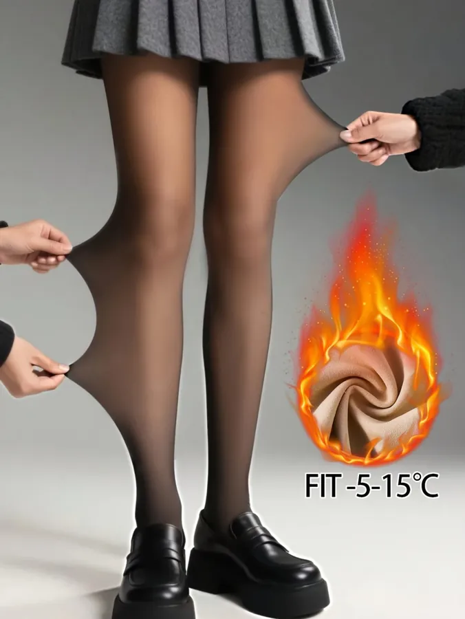 Ladies High-waist Translucent Warm Leggings — photo 1