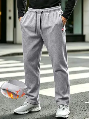 Men'S Fleece-Lined Straight-Fit Athletic Pants