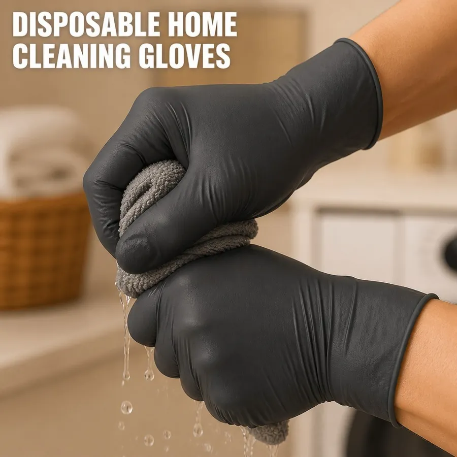 Wonder Beige 52pcs Black Nitrile Household Cleaning Gloves with 1pc Mini Brush — photo 2