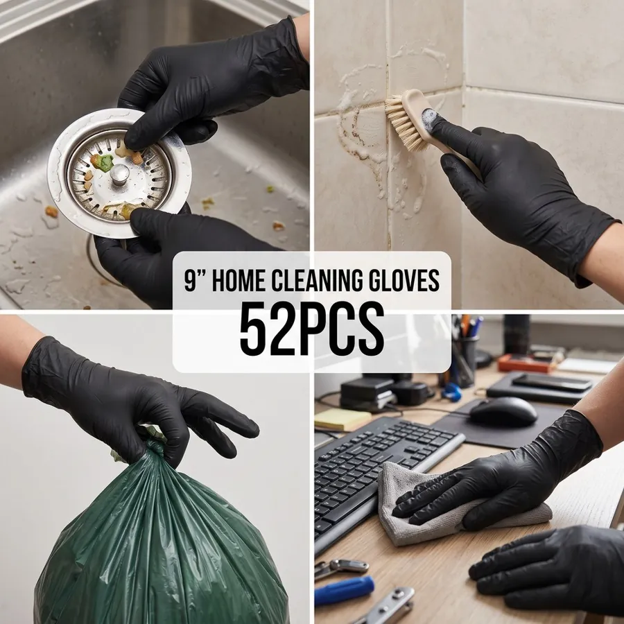 Wonder Beige 52pcs Black Nitrile Household Cleaning Gloves with 1pc Mini Brush — photo 4