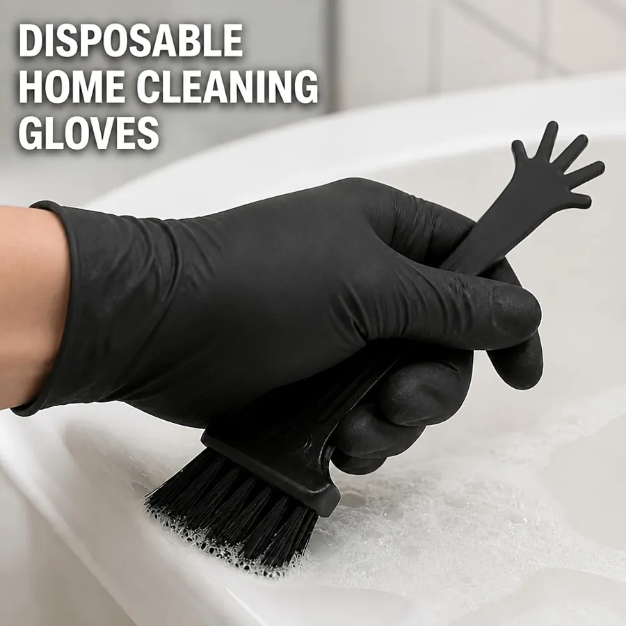 Wonder Beige 52pcs Black Nitrile Household Cleaning Gloves with 1pc Mini Brush — photo 5